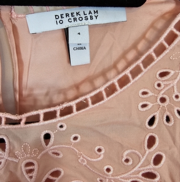 DEREK Lam 10 Crosby size 4 peach capped sleeves belted mini dress NWOT - Picture 2 of 6